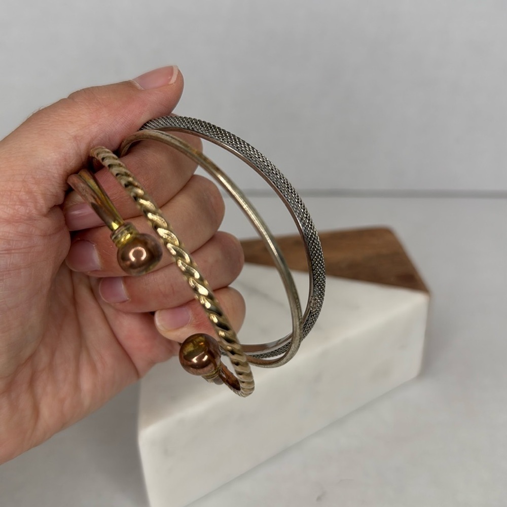 Vintage Gold and Silver Bangle Set lot C9 - Picture 7 of 9